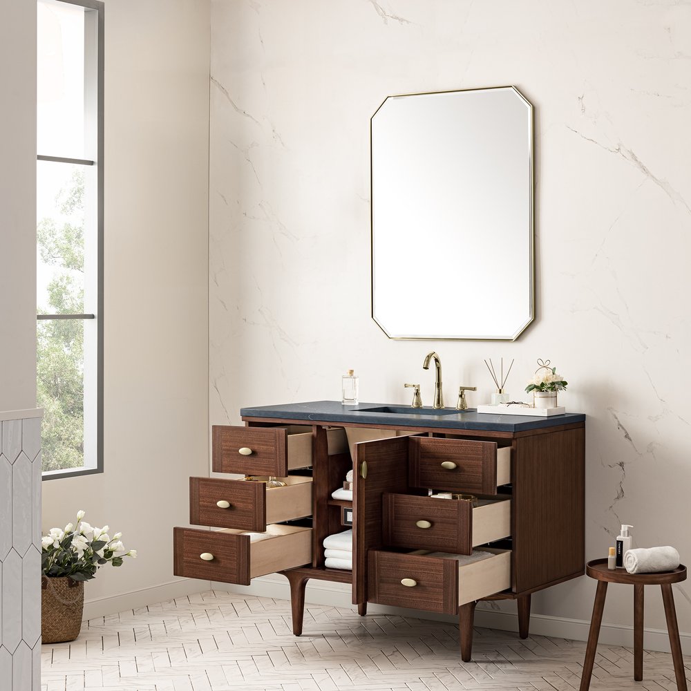 James Martin - Amberly 48" Single Vanity, Mid-Century Walnut w/ 3 CM Charcoal Soapstone Top - 670-V48-WLT-3CSP view 13