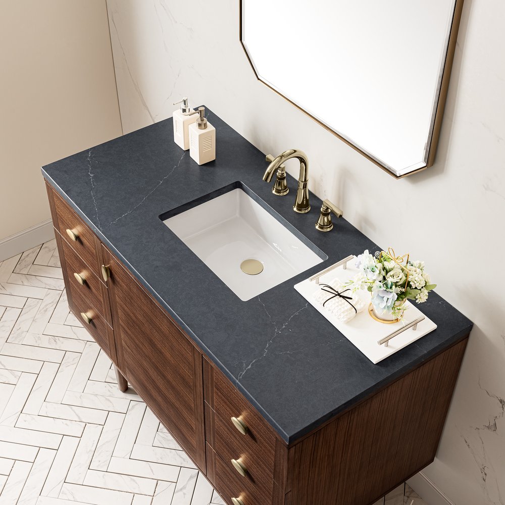 James Martin - Amberly 48" Single Vanity, Mid-Century Walnut w/ 3 CM Charcoal Soapstone Top - 670-V48-WLT-3CSP view 15