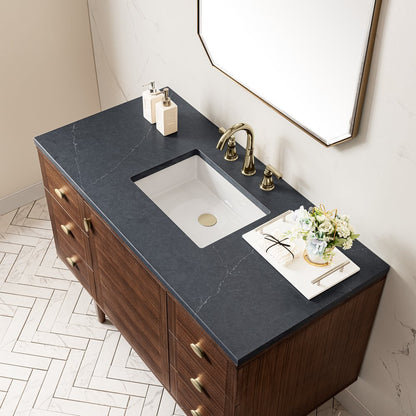 James Martin - Amberly 48" Single Vanity, Mid-Century Walnut w/ 3 CM Charcoal Soapstone Top - 670-V48-WLT-3CSP view 15