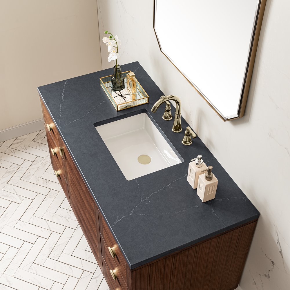 James Martin - Amberly 48" Single Vanity, Mid-Century Walnut w/ 3 CM Charcoal Soapstone Top - 670-V48-WLT-3CSP view 16