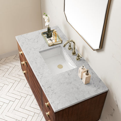 James Martin - Amberly 48" Single Vanity, Mid-Century Walnut w/ 3 CM Eternal Jasmine Pearl Top - 670-V48-WLT-3EJP view 12