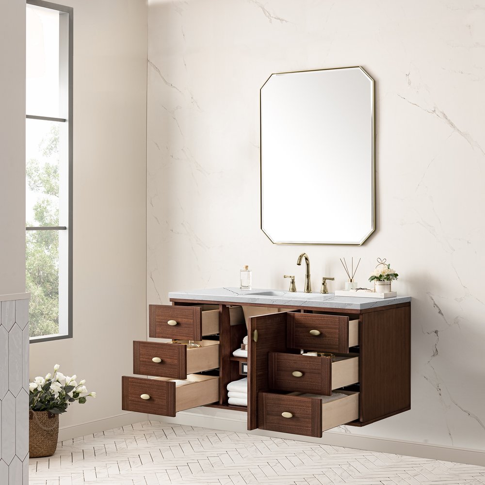 James Martin - Amberly 48" Single Vanity, Mid-Century Walnut w/ 3 CM Ethereal Noctis Top - 670-V48-WLT-3ENC view 10