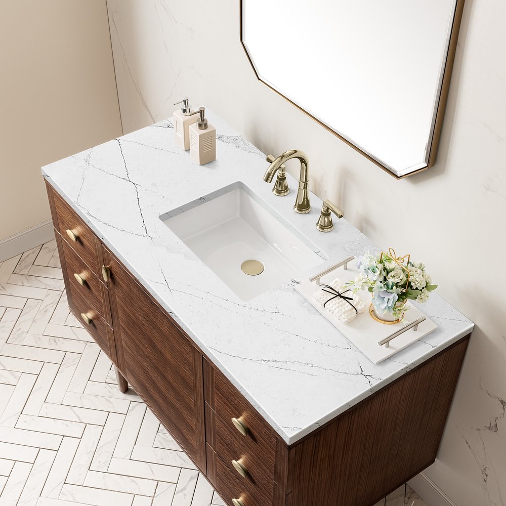 James Martin - Amberly 48" Single Vanity, Mid-Century Walnut w/ 3 CM Ethereal Noctis Top - 670-V48-WLT-3ENC view 11