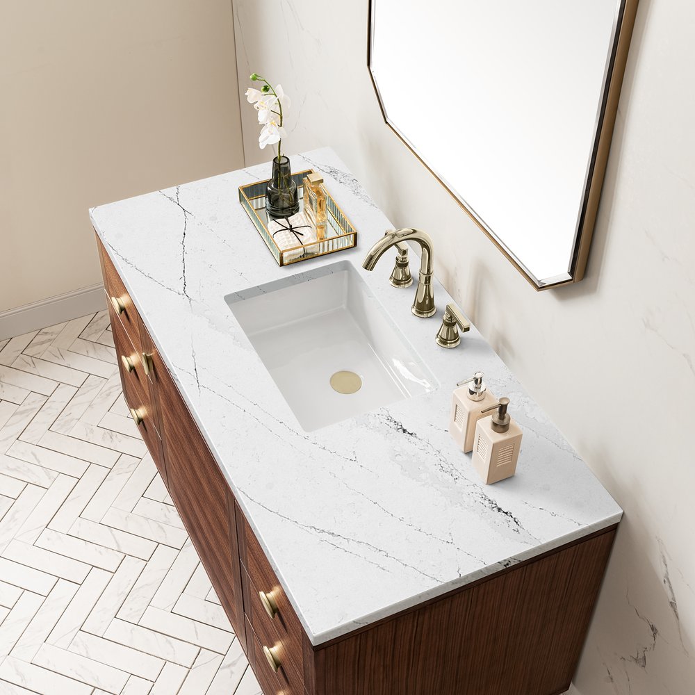 James Martin - Amberly 48" Single Vanity, Mid-Century Walnut w/ 3 CM Ethereal Noctis Top - 670-V48-WLT-3ENC view 12