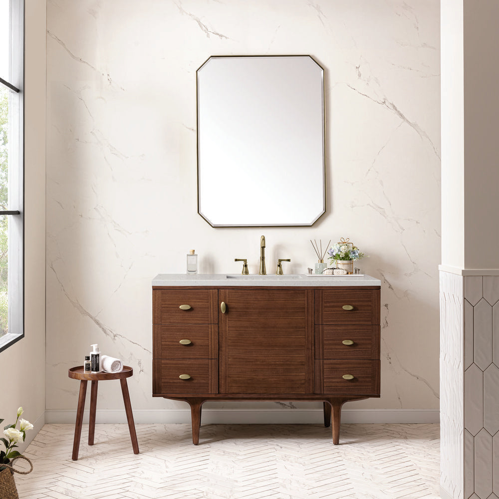 James Martin - Amberly 48" Single Vanity, Mid-Century Walnut w/ 3 CM Lime Delight Top - 670-V48-WLT-3LDL view 5