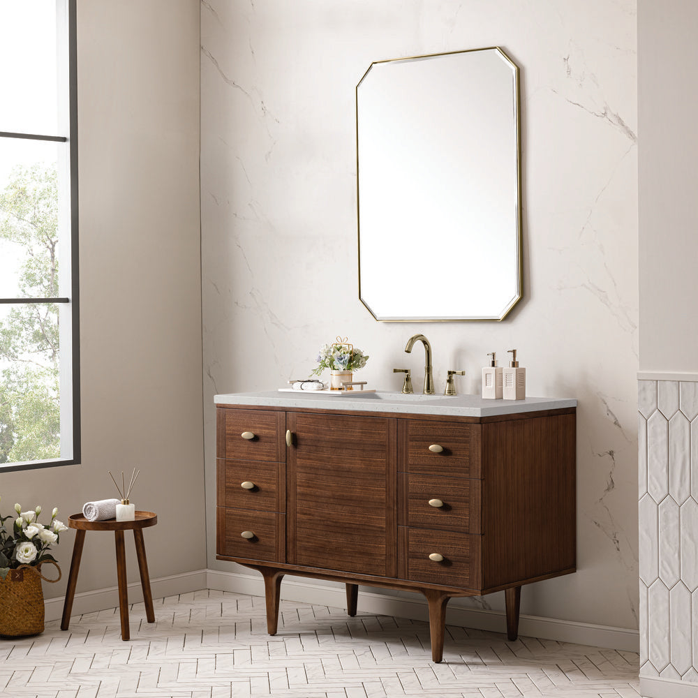 James Martin - Amberly 48" Single Vanity, Mid-Century Walnut w/ 3 CM Lime Delight Top - 670-V48-WLT-3LDL view 7