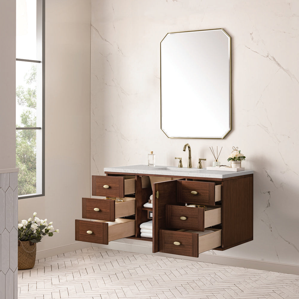James Martin - Amberly 48" Single Vanity, Mid-Century Walnut w/ 3 CM Lime Delight Top - 670-V48-WLT-3LDL view 10