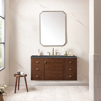 James Martin - Amberly 48" Single Vanity, Mid-Century Walnut w/ 3 CM Parisien Bleu Top - 670-V48-WLT-3PBL view 6