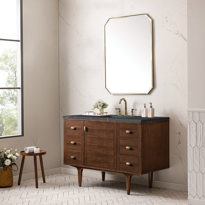 James Martin - Amberly 48" Single Vanity, Mid-Century Walnut w/ 3 CM Parisien Bleu Top - 670-V48-WLT-3PBL view 7