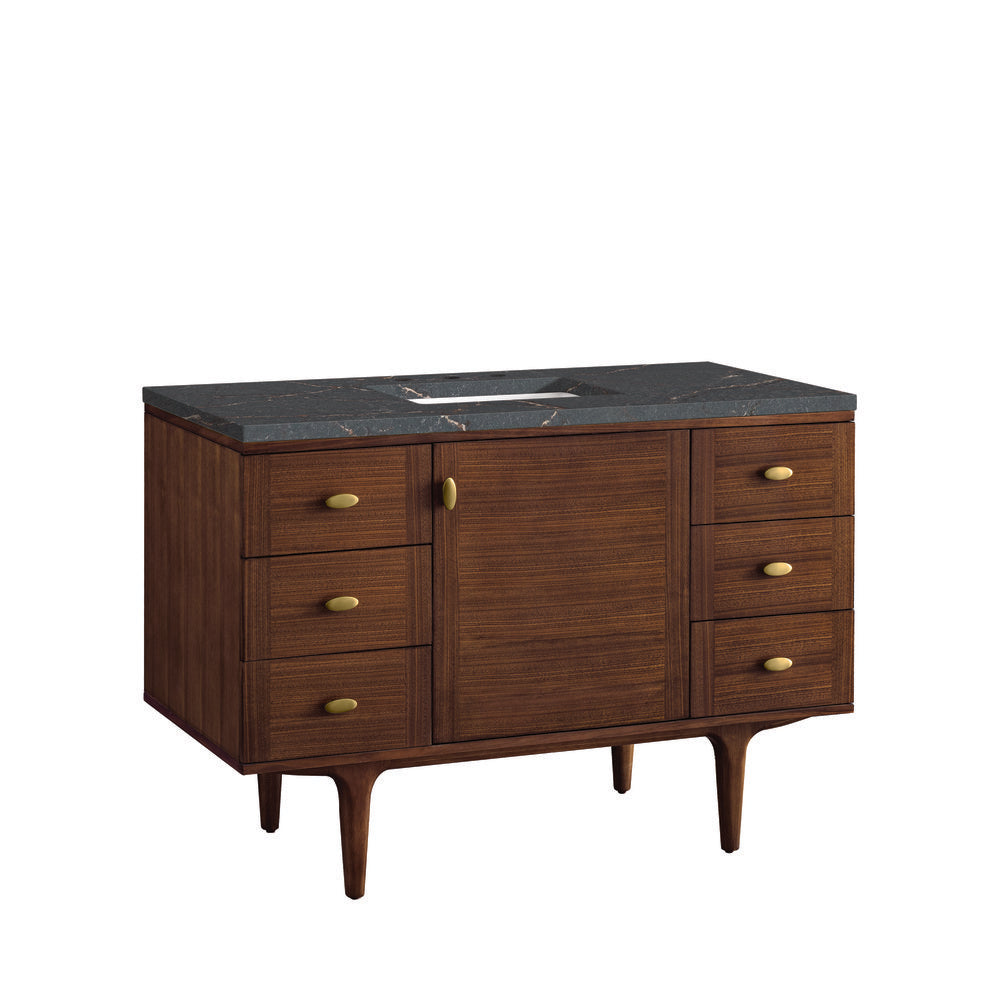 James Martin - Amberly 48" Single Vanity, Mid-Century Walnut w/ 3 CM Parisien Bleu Top - 670-V48-WLT-3PBL view 16