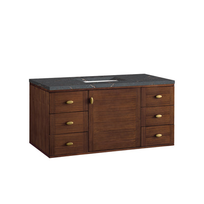 James Martin - Amberly 48" Single Vanity, Mid-Century Walnut w/ 3 CM Parisien Bleu Top - 670-V48-WLT-3PBL view 17
