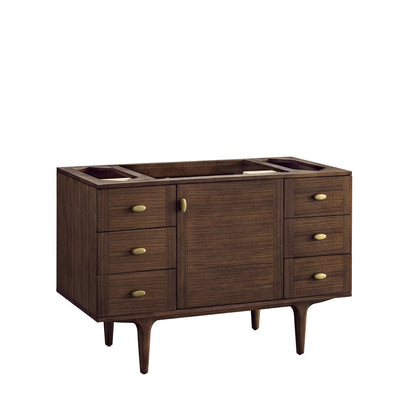 James Martin - Amberly 48" Single Vanity, Mid-Century Walnut, w/ 3 CM Phantome Eclos Top - 670-V48-WLT-3PHT view 3