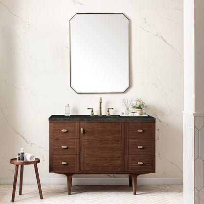 James Martin - Amberly 48" Single Vanity, Mid-Century Walnut, w/ 3 CM Phantome Eclos Top - 670-V48-WLT-3PHT view 5