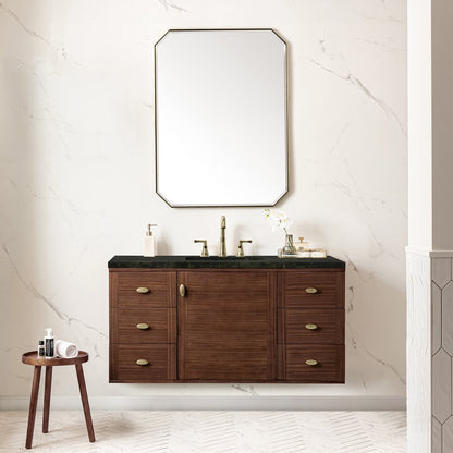 James Martin - Amberly 48" Single Vanity, Mid-Century Walnut, w/ 3 CM Phantome Eclos Top - 670-V48-WLT-3PHT view 6