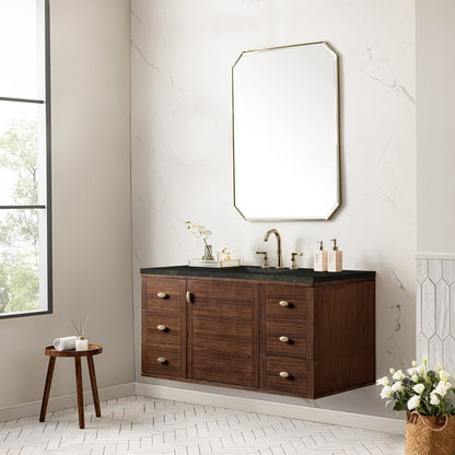 James Martin - Amberly 48" Single Vanity, Mid-Century Walnut, w/ 3 CM Phantome Eclos Top - 670-V48-WLT-3PHT view 8