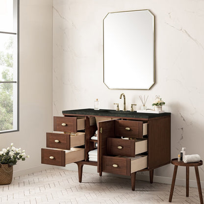James Martin - Amberly 48" Single Vanity, Mid-Century Walnut, w/ 3 CM Phantome Eclos Top - 670-V48-WLT-3PHT view 9