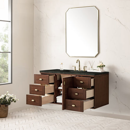 James Martin - Amberly 48" Single Vanity, Mid-Century Walnut, w/ 3 CM Phantome Eclos Top - 670-V48-WLT-3PHT view 10