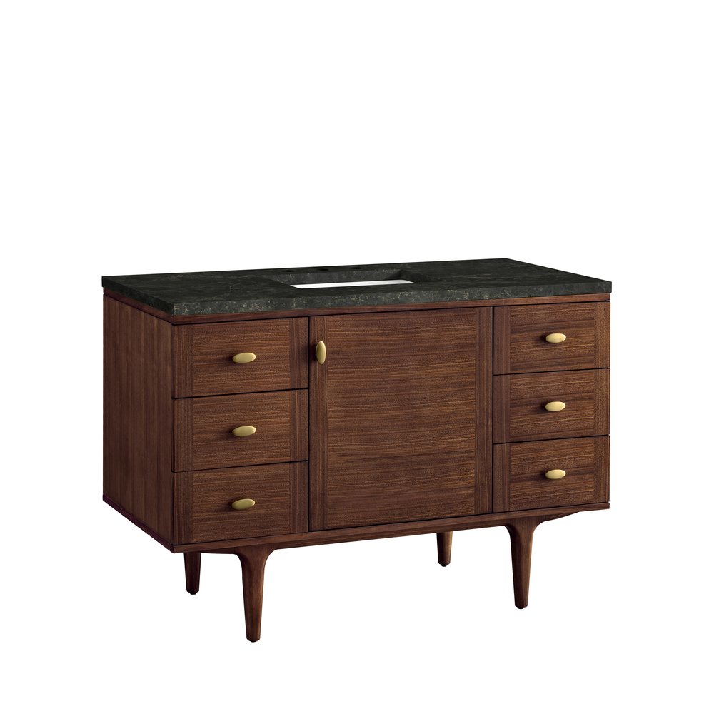 James Martin - Amberly 48" Single Vanity, Mid-Century Walnut, w/ 3 CM Phantome Eclos Top - 670-V48-WLT-3PHT view 17