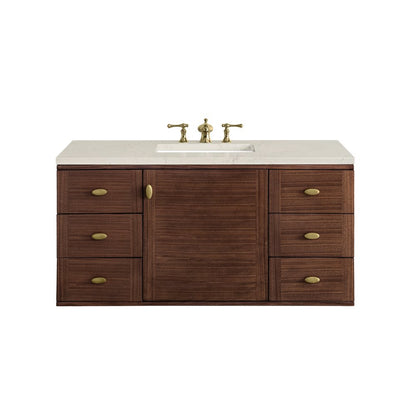James Martin - Amberly 48" Single Vanity, Mid-Century Walnut, w/ 3 CM Siberian Silestone Top - 670-V48-WLT-3SFR view 2