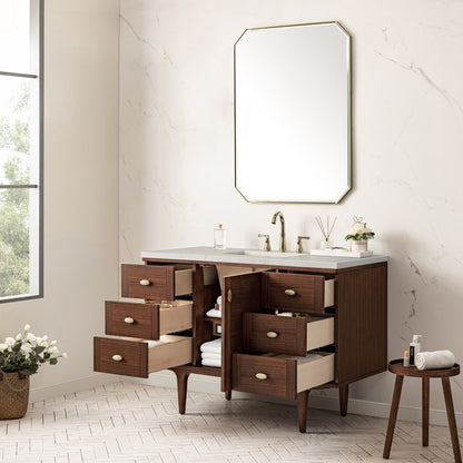 James Martin - Amberly 48" Single Vanity, Mid-Century Walnut, w/ 3 CM Siberian Silestone Top - 670-V48-WLT-3SFR view 9