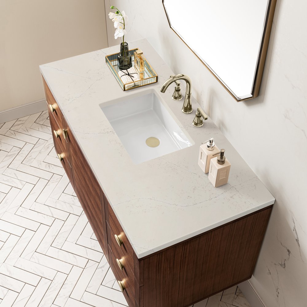 James Martin - Amberly 48" Single Vanity, Mid-Century Walnut, w/ 3 CM Siberian Silestone Top - 670-V48-WLT-3SFR view 11