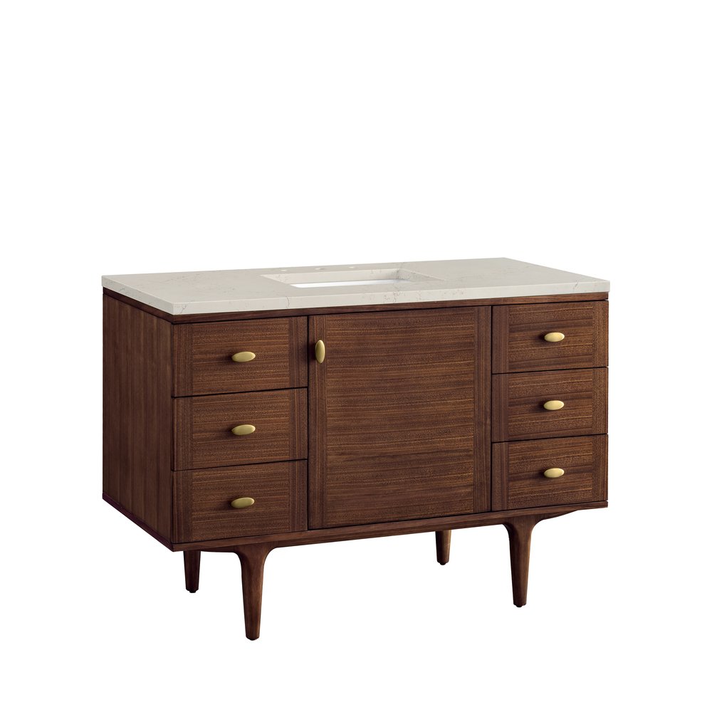 James Martin - Amberly 48" Single Vanity, Mid-Century Walnut, w/ 3 CM Siberian Silestone Top - 670-V48-WLT-3SFR view 17