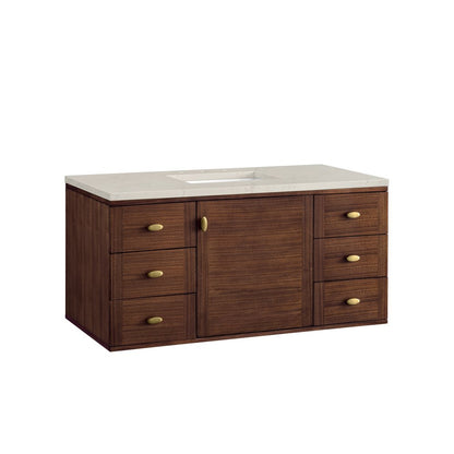 James Martin - Amberly 48" Single Vanity, Mid-Century Walnut, w/ 3 CM Siberian Silestone Top - 670-V48-WLT-3SFR view 18