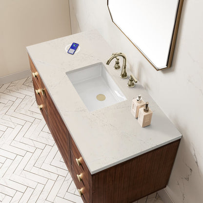 James Martin - Amberly 48" Single Vanity, Mid-Century Walnut, w/ 3 CM Siberian Silestone Top w/FreePower Wireless Charger - 670-V48-WLT-FSFR view 11