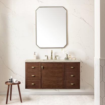 James Martin - Amberly 48" Single Vanity, Mid-Century Walnut, w/ 3 CM Tajnar Eclos Top - 670-V48-WLT-3TJR view 6