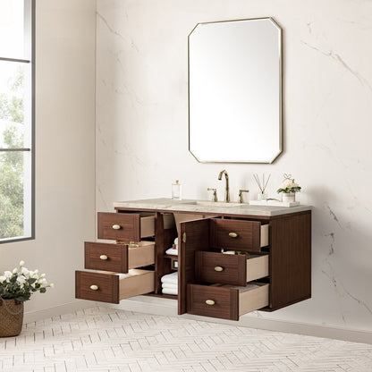 James Martin - Amberly 48" Single Vanity, Mid-Century Walnut, w/ 3 CM Tajnar Eclos Top - 670-V48-WLT-3TJR view 10
