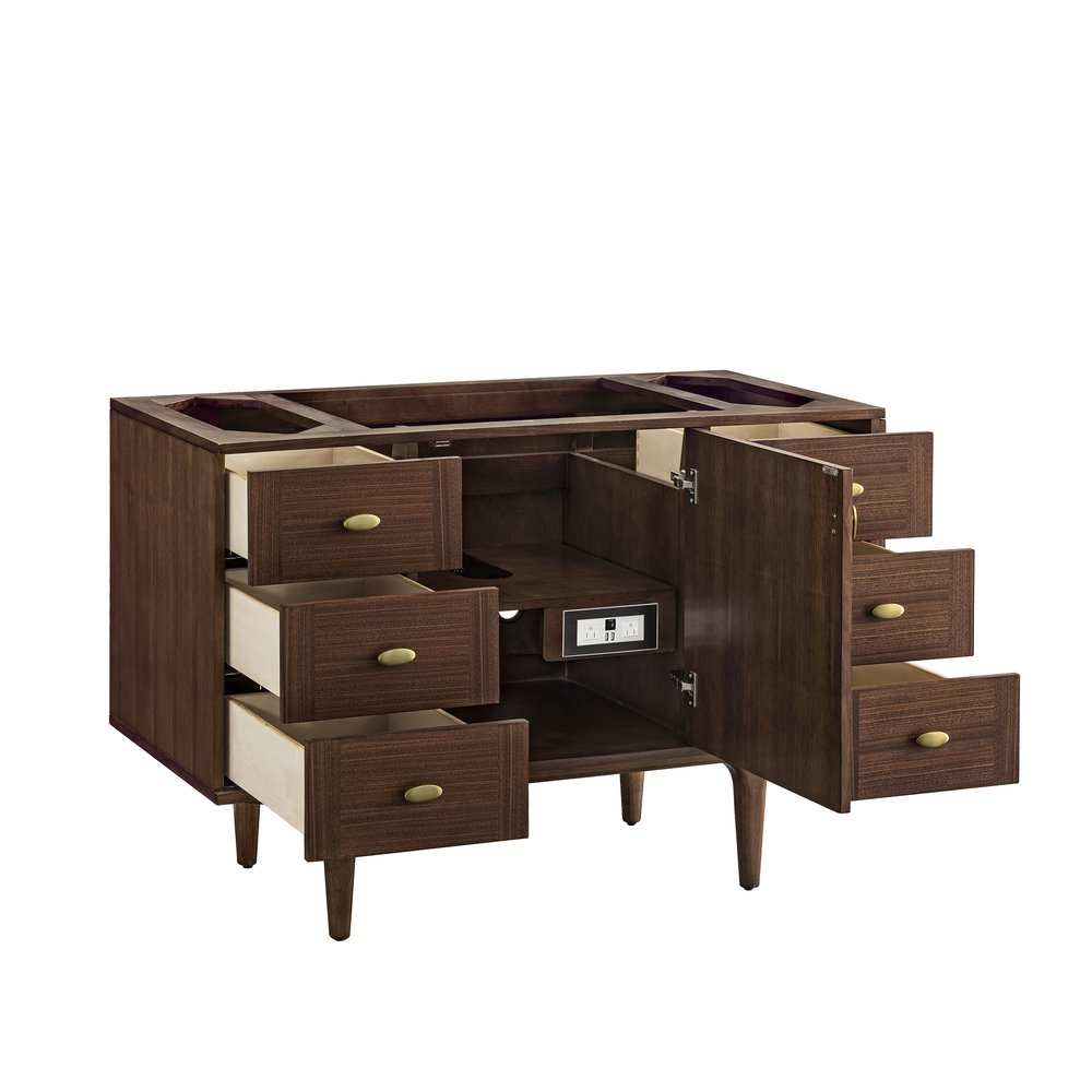 James Martin - Amberly 48" Single Vanity, Mid-Century Walnut, w/ 3 CM Tajnar Eclos Top - 670-V48-WLT-3TJR view 13