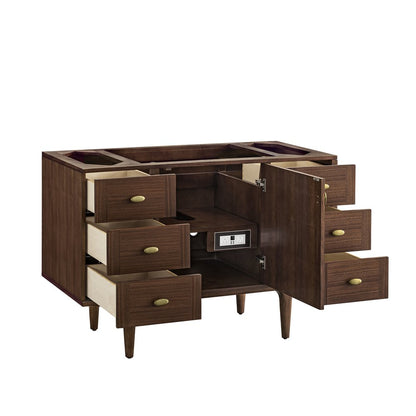 James Martin - Amberly 48" Single Vanity, Mid-Century Walnut w/ 3 CM Victorian Silver Top w/FreePower Wireless Charger - 670-V48-WLT-FVSL view 11