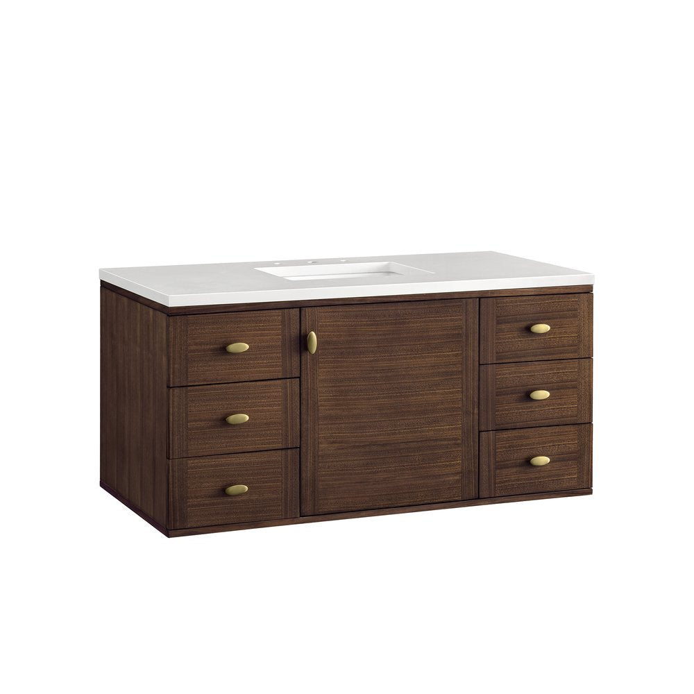 James Martin - Amberly 48" Single Vanity, Mid-Century Walnut w/ 3 CM White Zeus Top - 670-V48-WLT-3WZ view 3