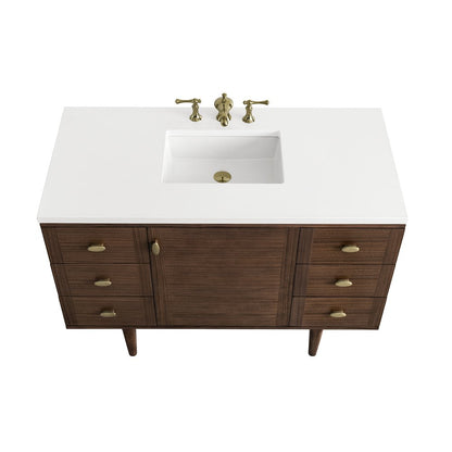 James Martin - Amberly 48" Single Vanity, Mid-Century Walnut w/ 3 CM White Zeus Top - 670-V48-WLT-3WZ view 12