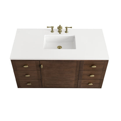 James Martin - Amberly 48" Single Vanity, Mid-Century Walnut w/ 3 CM White Zeus Top - 670-V48-WLT-3WZ view 14