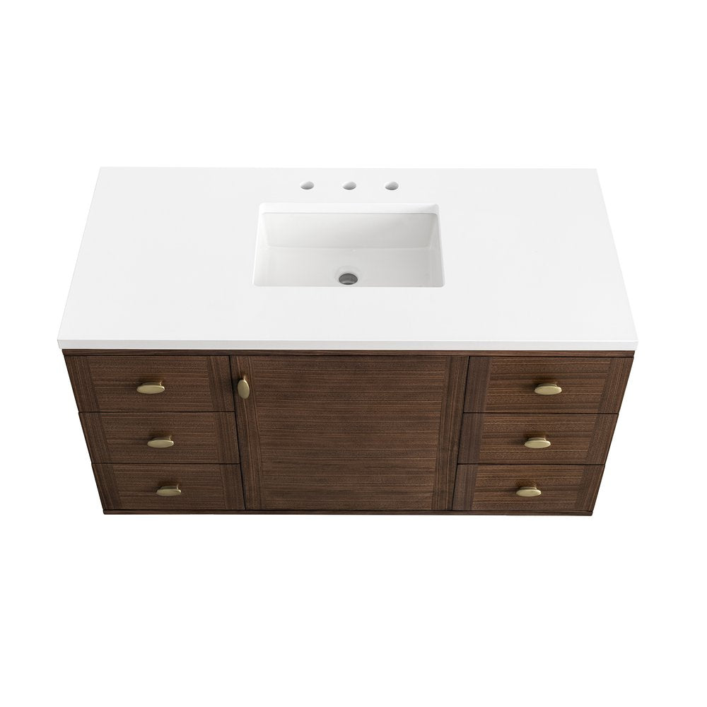 James Martin - Amberly 48" Single Vanity, Mid-Century Walnut w/ 3 CM White Zeus Top - 670-V48-WLT-3WZ view 15