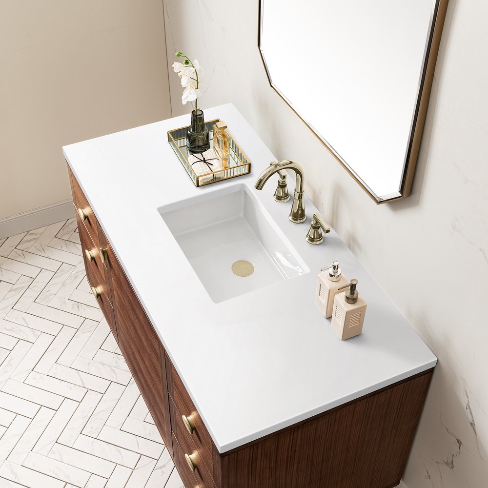 James Martin - Amberly 48" Single Vanity, Mid-Century Walnut w/ 3 CM White Zeus Top - 670-V48-WLT-3WZ view 17