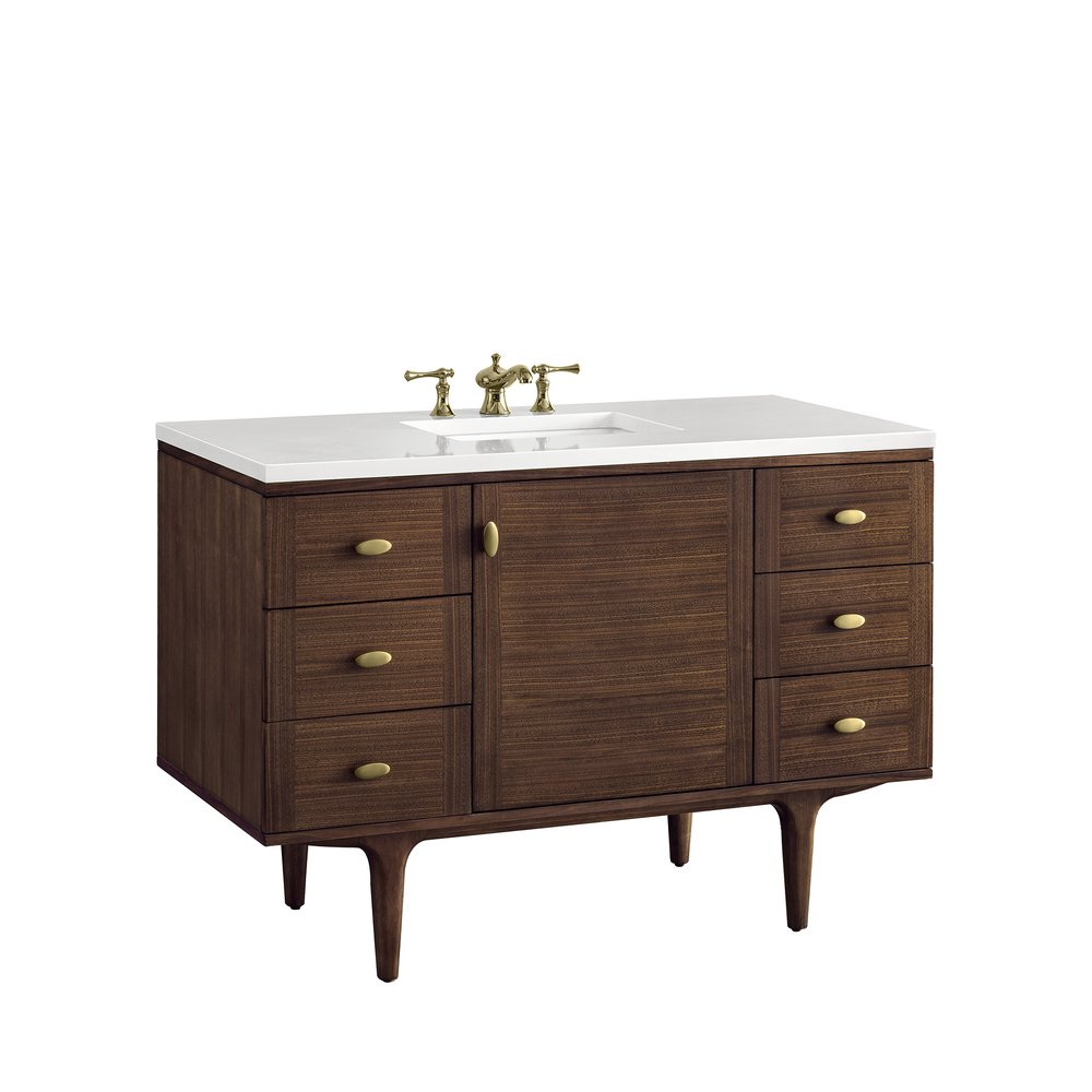 James Martin - Amberly 48" Single Vanity, Mid-Century Walnut w/ 3 CM White Zeus Top - 670-V48-WLT-3WZ view 23