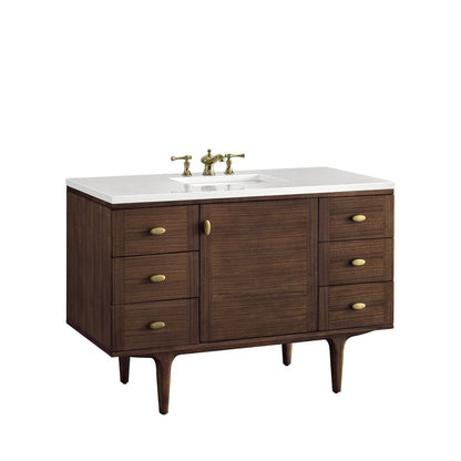 James Martin - Amberly 48" Single Vanity, Mid-Century Walnut w/ 3 CM White Zeus Top - 670-V48-WLT-3WZ view 23