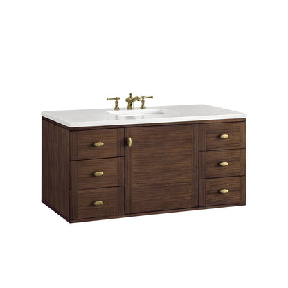 James Martin - Amberly 48" Single Vanity, Mid-Century Walnut w/ 3 CM White Zeus Top - 670-V48-WLT-3WZ view 24