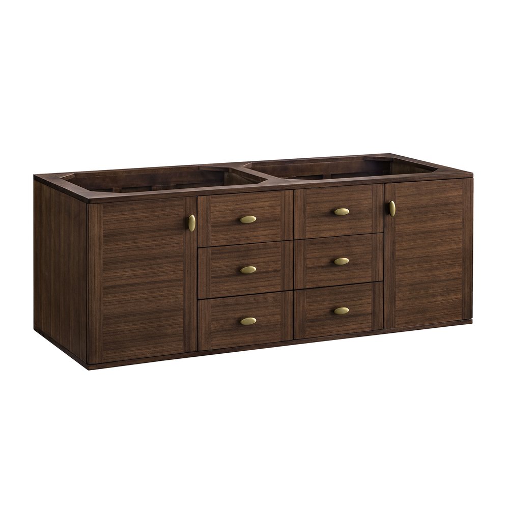 James Martin - Amberly 60" Double Vanity, Mid-Century Walnut w/ 3 CM Carrara Marble Top - 670-V60D-WLT-3CAR view 4