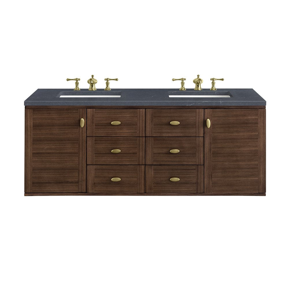 James Martin - Amberly 60" Double Vanity, Mid-Century Walnut w/ 3 CM Charcoal Soapstone Top - 670-V60D-WLT-3CSP view 2