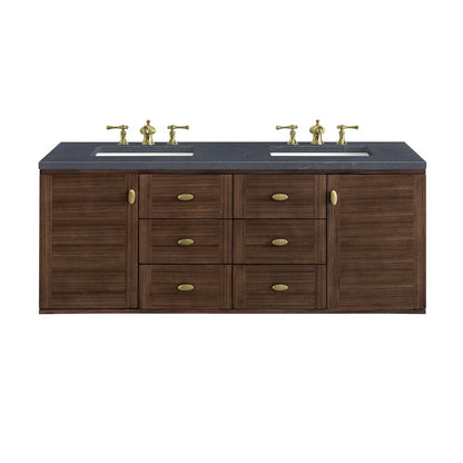 James Martin - Amberly 60" Double Vanity, Mid-Century Walnut w/ 3 CM Charcoal Soapstone Top - 670-V60D-WLT-3CSP view 2
