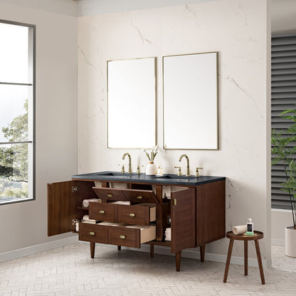 James Martin - Amberly 60" Double Vanity, Mid-Century Walnut w/ 3 CM Charcoal Soapstone Top - 670-V60D-WLT-3CSP view 13
