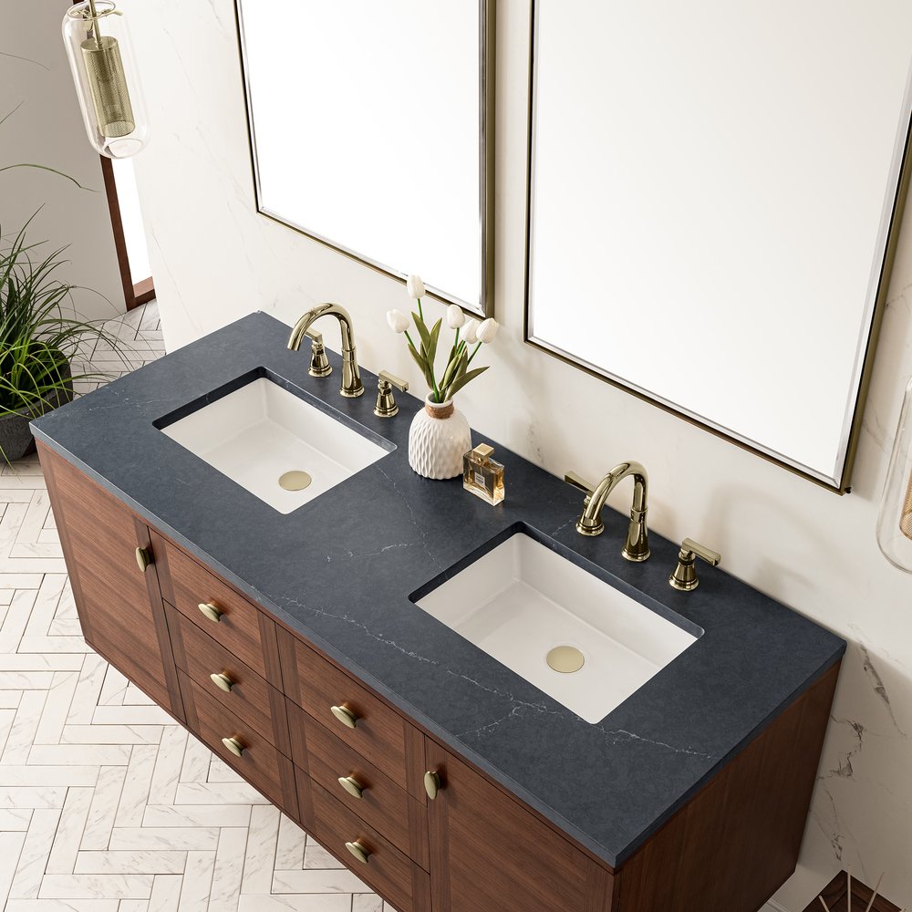 James Martin - Amberly 60" Double Vanity, Mid-Century Walnut w/ 3 CM Charcoal Soapstone Top - 670-V60D-WLT-3CSP view 17