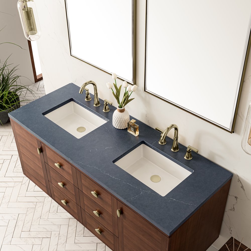 James Martin - Amberly 60" Double Vanity, Mid-Century Walnut w/ 3 CM Charcoal Soapstone Top - 670-V60D-WLT-3CSP view 19