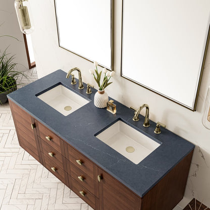 James Martin - Amberly 60" Double Vanity, Mid-Century Walnut w/ 3 CM Charcoal Soapstone Top - 670-V60D-WLT-3CSP view 19