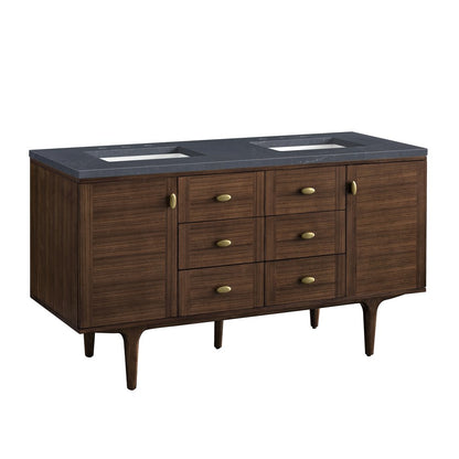 James Martin - Amberly 60" Double Vanity, Mid-Century Walnut w/ 3 CM Charcoal Soapstone Top - 670-V60D-WLT-3CSP view 24