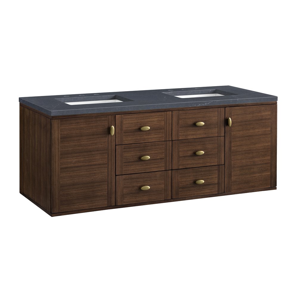 James Martin - Amberly 60" Double Vanity, Mid-Century Walnut w/ 3 CM Charcoal Soapstone Top - 670-V60D-WLT-3CSP view 25