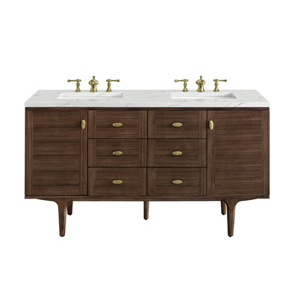 James Martin - Amberly 60" Double Vanity, Mid-Century Walnut w/ 3 CM Ethereal Noctis Top - 670-V60D-WLT-3ENC view 1